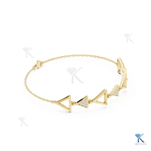 Lab Grown Diamond Geometric Triangle Chain Bracelet 14K <b>Solid</b> <b>Gold</b> Fine Luxury Unisex Modern Link Jewelry Party Gift - Product Image 4
