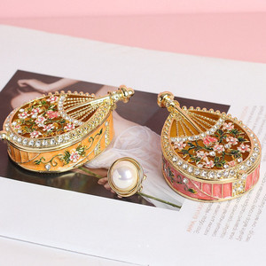 Jaune violet bleu rose métal artisanat émail boîte à bijoux lumière luxe maison créative Papa cadeaux bijoux emballage boîte - Product Image 4
