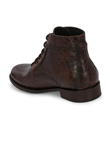 Giày boots nam da cá sấu <span class=keywords><strong>in</strong></span> họa tiết, buộc dây, kiểu dáng lịch sự, bền chắc - Product Image 3