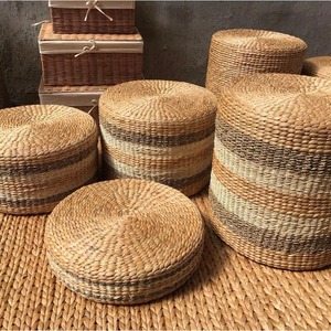 VIETCHOICE Puf Otomano Redondo Tejido a Mano de Jacinto de Agua y Bambú, Cojín de Suelo Colgante, Asiento Moderno - Product Image 6
