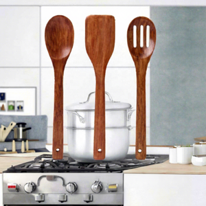Juego de 3 Utensilios de Cocina con Soporte, Espátulas de Madera Resistentes al Calor para Utensilios Antiadherentes - Product Image 2