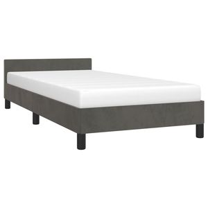 Cadre de lit rembourré en velours gris foncé avec tête de lit en bois d'ingénierie - Product Image 3