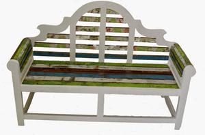 Banc rustique en teck recyclé massif, multicolore, vintage, pour jardin, terrasse, café, meubles de jardin, vente en gros - Product Image 2