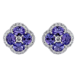 Pendientes de Diamante y Tanzanita en Plata de Ley 92.5 KLST-30680 - Product Image 1