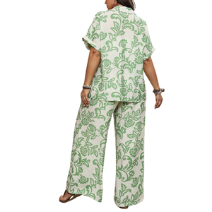 Ensemble de combinaison à jambes larges imprimées pour femmes, tenue assortie - Product Image 2