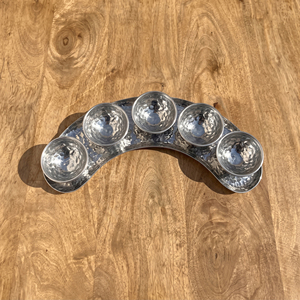 Bandeja de Servir Curva de Metal Plateado, Juego de Cinco Tazones con Base, Utensilios de Cocina, Artesanía, Centro de Mesa Decorativo Moderno, Regalo para Condimentos - Product Image 6