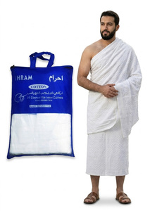 Juego de toallas Ehram Ihram para hombre, de algodón de primera calidad, ligeras, súper blancas, de secado rápido, para Hajj, Umrah, viajes, de alta absorción, para todos. - Product Image 1