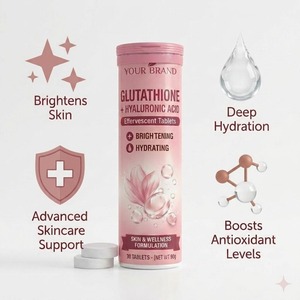 Comprimés effervescents de glutathion et d'acide hyaluronique pour éclaircir la peau, hydrater en profondeur et offrir un soutien antioxydant - Product Image 5