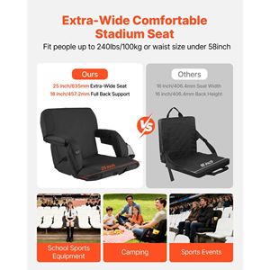 Sedile Riscaldato da Stadio da 25 Pollici con 4 Tasche, 3 Livelli di Riscaldamento, 6 Modalità di Vibrazione, Supporto Lombare a 4 Tasche, Sedia da Tribuna con 3 Livelli di Riscaldamento e 6 Modalità - Product Image 6