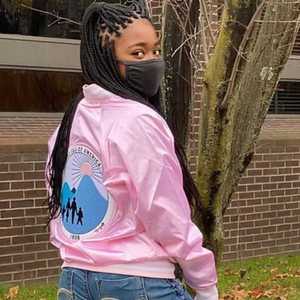 Jack and Jill Pink Satin Bomber <b>Jacket</b> Unisex Snap Button Varsity Style <b>Lightweight</b> Casual Fashion Streetwear Coat - Product Image 6