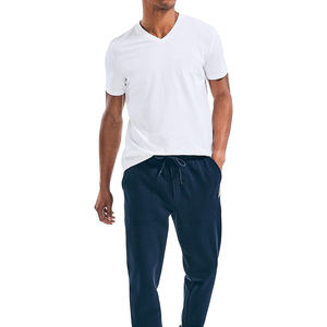 Camisetas Personalizadas de Alta Calidad de Secado Rápido con Cuello en V para Hombre, 100% Algodón Blanco, Diseño Sólido, Camiseta Blanca Estampada - Product Image 2