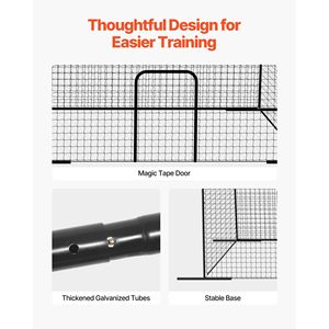 Cage de frappe autonome et portable 39,4 x 12,1 x 10,2 pieds en HDPE noué 45 plis pour l'entraînement au frappeur - Product Image 5