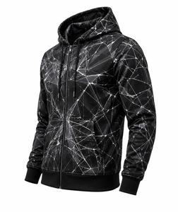 Sudadera con Capucha y Cremallera para Hombre, Estampado Geométrico, Corte Regular, Informal, Tejida en Poliéster, para Otoño, Estilo Urbano - Product Image 6