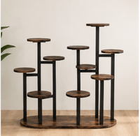 Étagère murale multi-niveaux en MDF écologique et durable pour plantes, support de présentation de pots de fleurs en bois pour intérieur, étagère d'angle style dessin animé classique