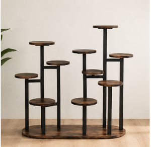 Support de plantes moderne à plusieurs niveaux en métal, étagère d'angle pour pots de fleurs en bois, présentoir de décoration intérieure - Product Image 2