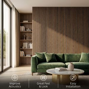 Pannelli Acustici in Legno di Noce 47 x 24 Pollici, Set da 4, Fonoassorbenti a Doghe per Decorazione Pareti Domestiche - Product Image 4