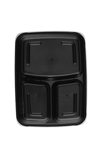 Boîte à lunch en plastique jetable à 3 compartiments avec couvercle, récipient alimentaire moderne à emporter - Product Image 2
