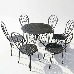 Heavy Duty Wrought Iron Patio Dining Set Weather Resistant <b>Outdoor</b> Garden Furniture <b>Table</b> <b>and</b> <b>Chairs</b> - Product Image 1