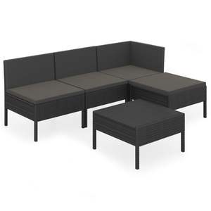 Conjunto Modular de Muebles de Jardín en Ratán Sintético Negro, Elegante Mobiliario de Exterior - Product Image 2