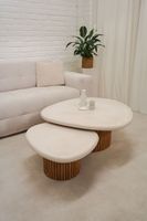 Mesa de Centro Moderna y Sencilla de Piedra, Duradera, de Diseño Creativo y Lujoso, Decorativa, Contemporánea, para Sala de Estar, Mueble Pequeño para el Hogar