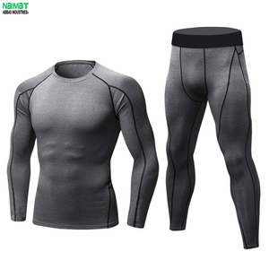 Ensemble de compression pour homme, vêtements de sport, haut à manches longues respirant et élastique, pantalon moulant, kit uniforme de performance pour le modelage corporel - Product Image 5