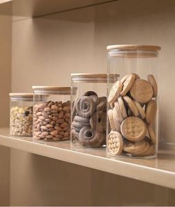Frasco de Vidrio Premium con Tapa de Madera para Organización Moderna de Despensa, Almacenamiento en Encimera, Conservación de Alimentos, Decoración del Hogar - Product Image 3