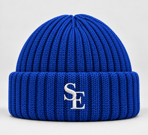 Gorro de Punto de Doble Capa, Color Azul Rey, con Borde Plegado, Cálido para Invierno, Logotipo Bordado Personalizado, 100% Algodón, Unisex, Uso Diario - Product Image 2