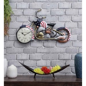 Wrought Iron Bike <b>Wall</b> <b>Clock</b> Quartz Analog Waterproof Handmade Art Deco Decor for Living Room Home Office Gift 29x2x18 in - Product Image 1