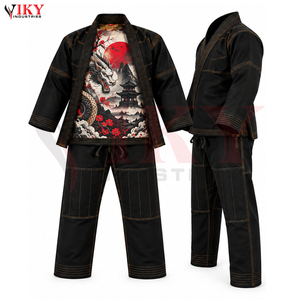 Conjunto de Uniforme de Jiu Jitsu BJJ con Forro Interior Sublimado Personalizado en Negro y Rojo, Tejido de Perlas de Alto Peso, para Artes Marciales y Combate - Product Image 2