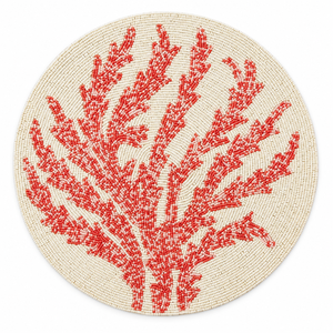 Salvamantel de cristal color marfil con diseño de rama de coral |   Mantel de Mesa Moderno Hecho a Mano, Ecológico, Resistente al Calor, Duradero, Decoración Costera - Product Image 1