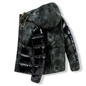 Custom Logo High Quality Waterproof Reversible Men's Winter Puffer Jacket with Stand Collar Standard Thickness High Street Style - Product Image 1