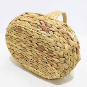 Cesta de almacenamiento ovalada de jacinto de agua tejida multiusos, cesta con asa para picnic y organización del hogar - Product Image 6