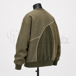 Sudadera Oversize de Cuello Redondo para Hombre, Tejida con Parches, Color Sólido, Estilo Casual, Ropa Urbana de Otoño - Product Image 4