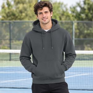 Sweat-shirt à capuche brodé pour homme, personnalisable avec logo sur la poitrine, en molleton, coupe classique, production pour marques de vêtements - Product Image 2