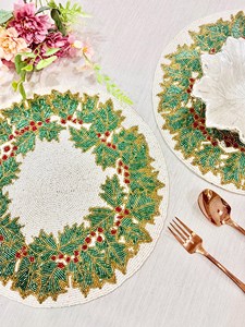 Factory Wholesale custom Handmade Glass Beads Round Beaded <b>Placemats</b> Beaded <b>Table</b> <b>Runner</b> Beaded <b>Table</b> <b>Placemat</b> Manufacturer - Product Image 2