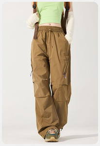 Pantalones de Paracaídas para Mujer, Cintura Elástica, Corte Holgado, Estilo Deportivo con Bolsillos, Transpirables, de Verano, Tejidos en Spandex y Nailon - Product Image 6