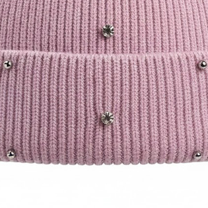 Bonnet en tricot pour femme avec strass, confortable, tendance hiver, couleur unie, pour un usage quotidien - Product Image 6