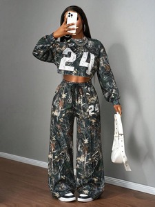 Ensemble de survêtement pour femme, veste zippée en coton et polyester, pantalon de jogging, respirant, extensible, vêtements de sport pour la gym et l'entraînement - Product Image 5