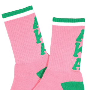 AKA Pink Green Crew <b>Socks</b> Embroidered Athletic Knitted <b>Socks</b> Women Casual Comfortable Everyday Wear - Product Image 5