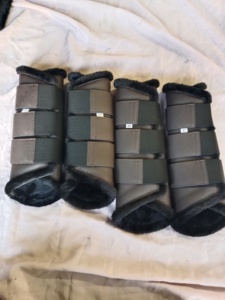 BRAND ZONE Equine Boots Patent Leather Horse Tendon Brushing Boots Splint Boots with 8MM Neoprean and Faux Fur <b>Equestrian</b> horse - Product Image 4