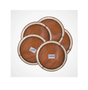 Elegante Organizador de Mesa de Madera y Nácar para Servir Chocolate/Pasteles y Bocadillos, Bandeja de Madera Artesanal - Product Image 6