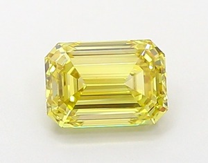 Diamant jaune intense fantaisie de qualité supérieure 0,99 ct, taille émeraude, VS1, polissage excellent, pour bagues de fiançailles de luxe sur mesure, fabrication en usine. - Product Image 1