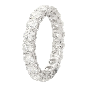 Bague éternelle pour femme en argent sterling 925 plaqué rhodium avec diamant naturel taille émeraude - Product Image 3
