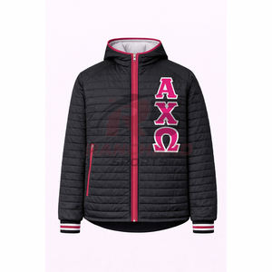 Chaqueta acolchada personalizada para fraternidad griega, chaqueta acolchada de invierno con logotipo bordado, fabricante de ropa griega al por mayor OEM - Product Image 1