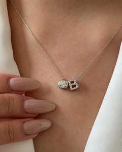 <b>Initial</b> Toi Et Moi Pendant Letter <b>Necklaces</b> Bezel Round Cut Lab Grown Diamond Solitaire Layering Fine Jewelry 10K 14K Solid Gold - Product Image 4