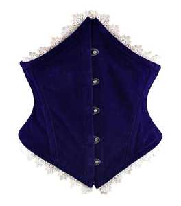 Corset amincissant respirant en velours bleu roi personnalisable ODM pour femme avec fermeture avant en dentelle – Vente en gros - Product Image 1