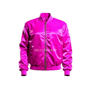 Chaqueta Varsity Roja de Satén Personalizada para Hombre, Chaqueta Bomber Informal de Color Sólido, Corte Regular - Product Image 3