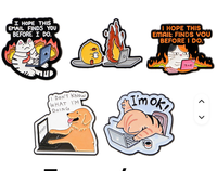 Set Bros Pin Enamel Lucu dengan Kutipan Kerja, Pin Kerah, Lencana untuk Ransel, Aksesoris Pakaian, Perhiasan Hewan, Hadiah untuk Teman