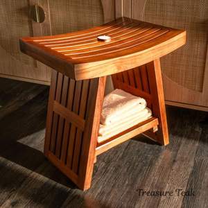 Banc de douche en teck fabriqué en Indonésie - Product Image 1