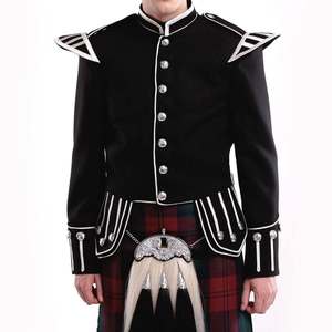 Veste doublet écossaise en laine brodée unie pour homme, col montant Prince Charlie, manteau de costume formel pour l'hiver - Product Image 6